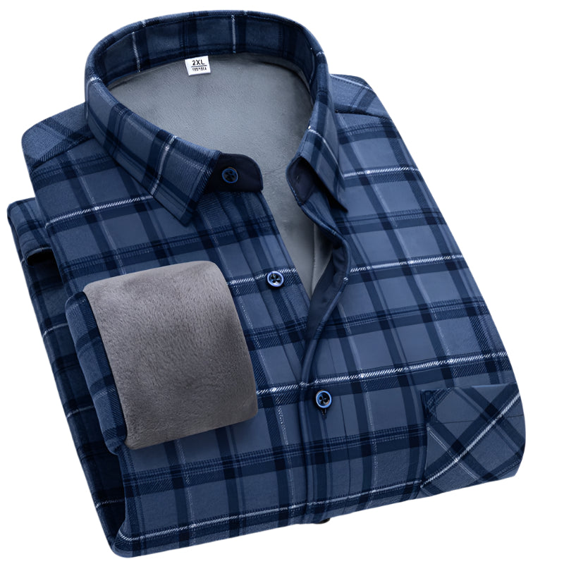 Men's - Flannel Shirt - Fleece-Lined - Warm Plaid Long Sleeve for Cold Weather Comfort