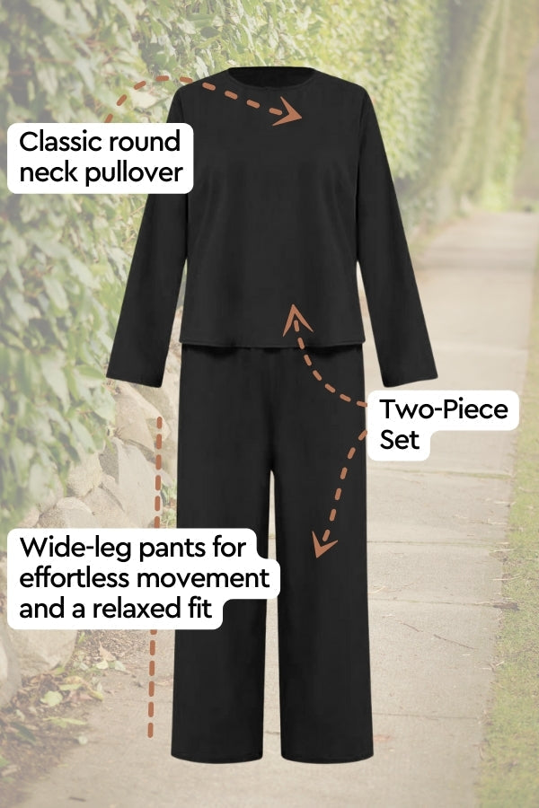 Women's - Airy Linen Set - Multi-Layered Top & Wide Trouser Legs - Relaxed Style for Effortless Elegance