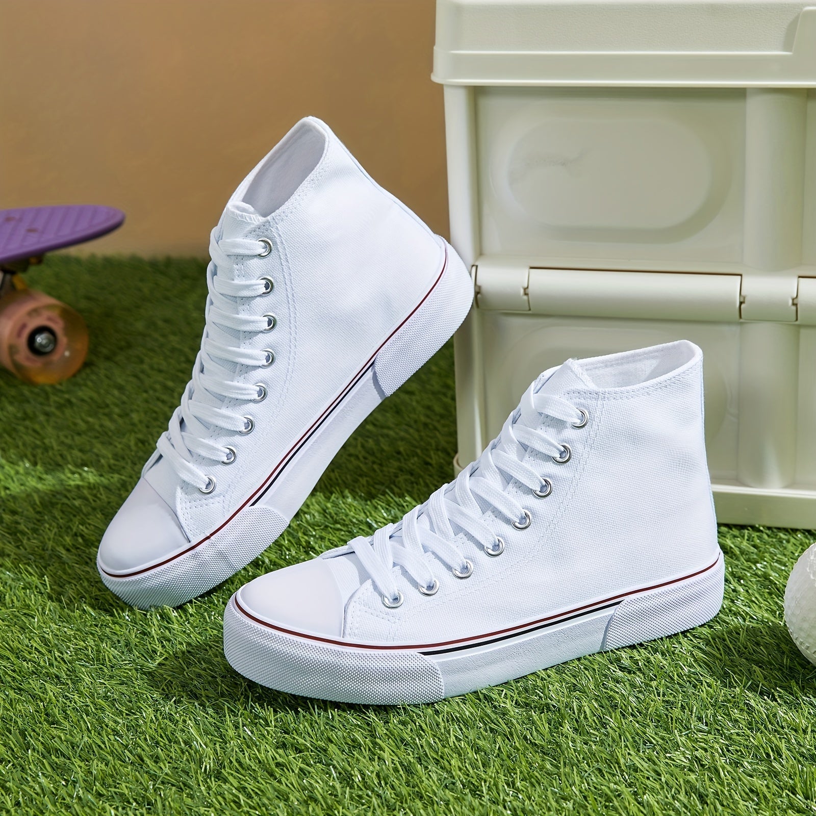 Lotte | Casual canvas trainers in solid colour with rubber sole