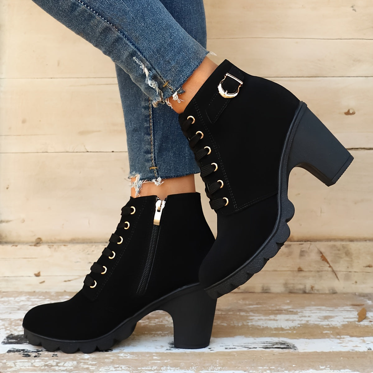 Lotte | Solid colour chunky heel boots