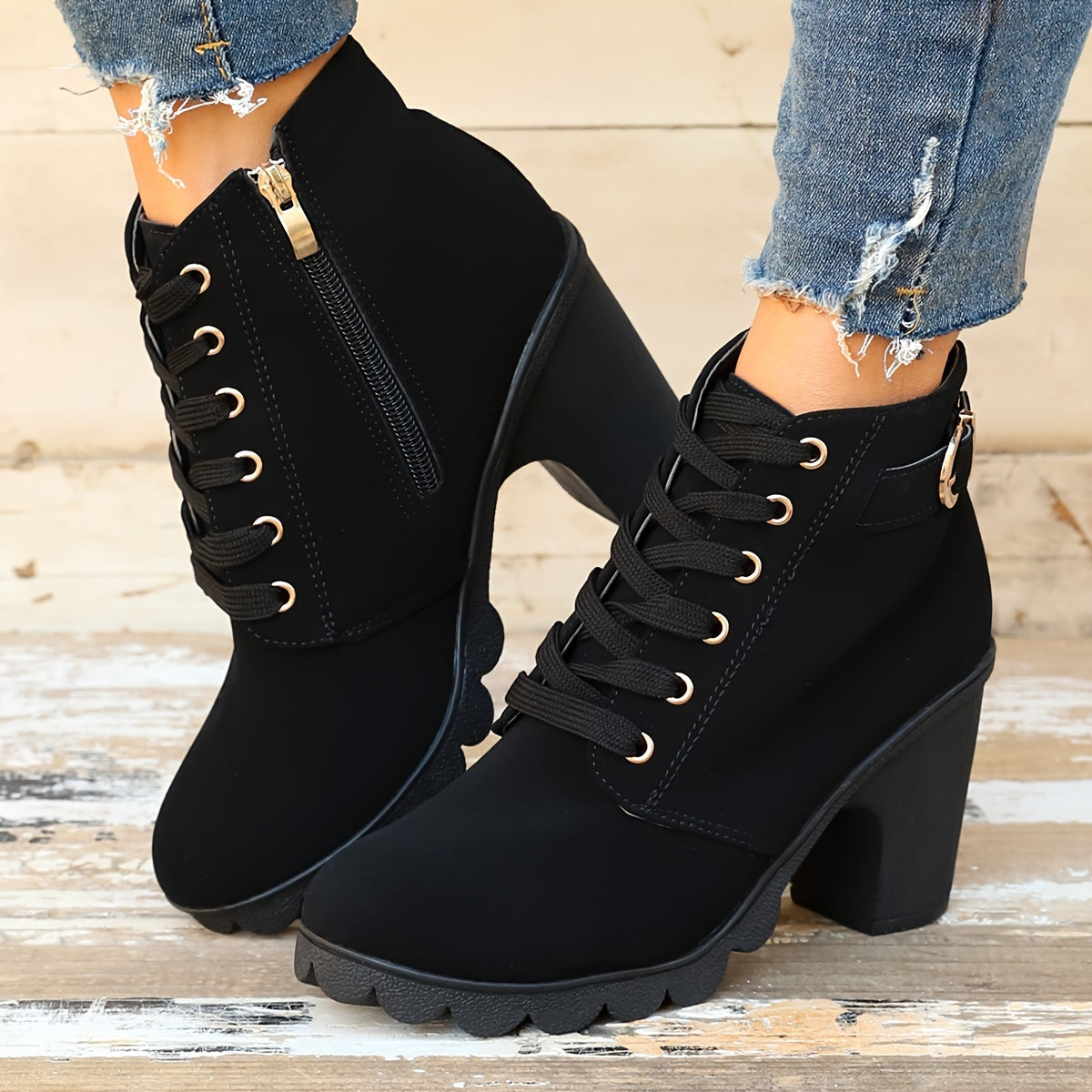 Lotte | Solid colour chunky heel boots