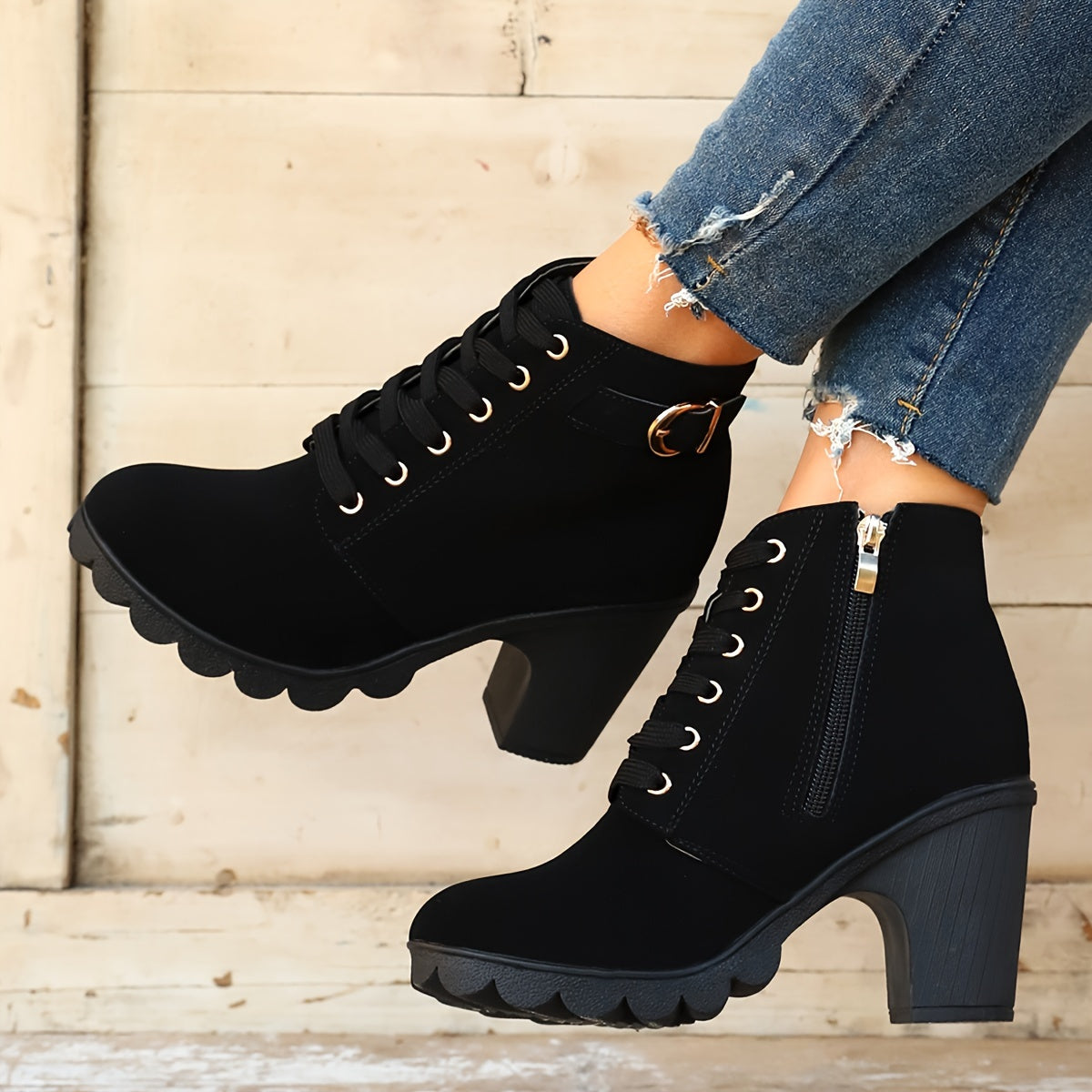 Lotte | Solid colour chunky heel boots