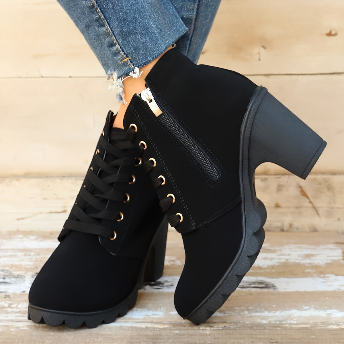 Lotte | Solid colour chunky heel boots