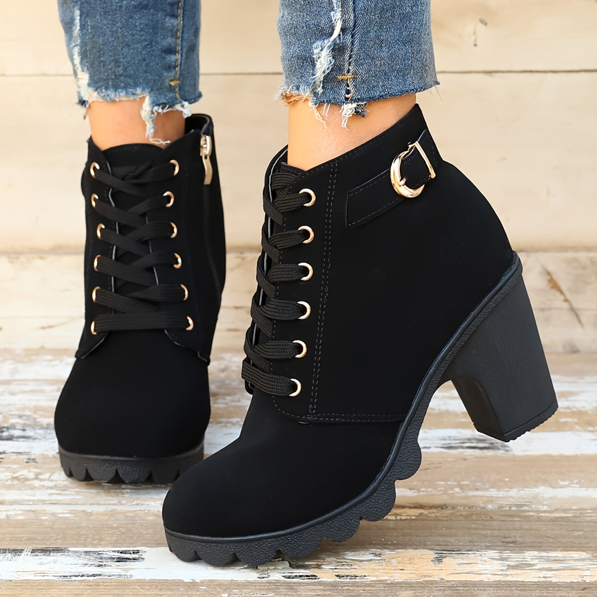 Lotte | Solid colour chunky heel boots