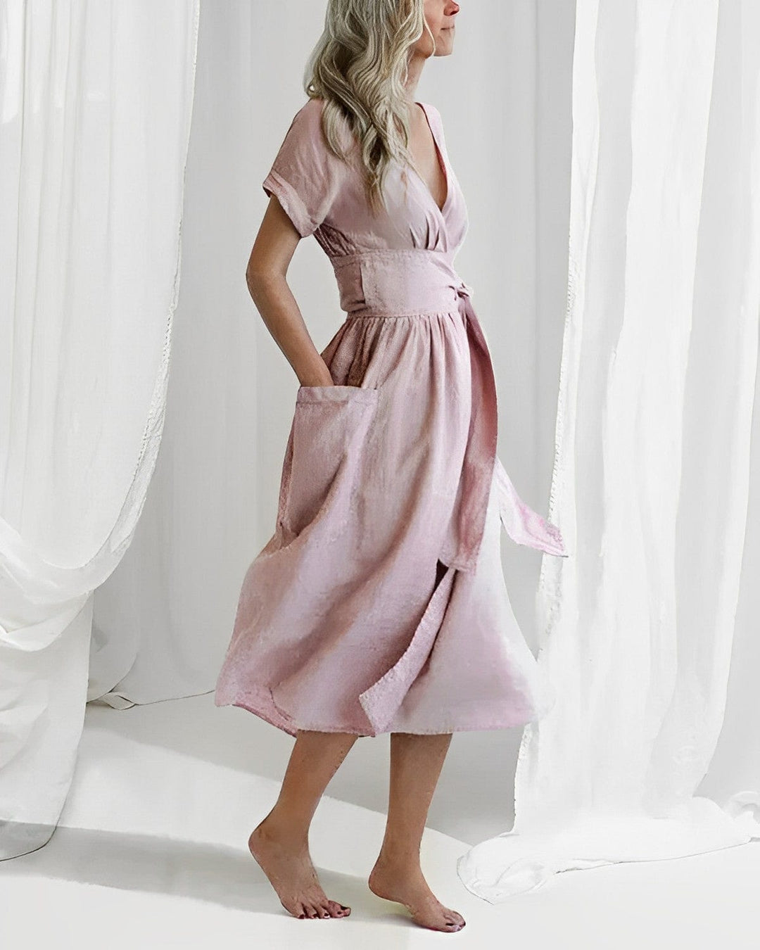 Elegant linen dress fashion