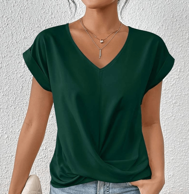 Women's - Tummy Tucking V-Neck Top - Comfortable Style