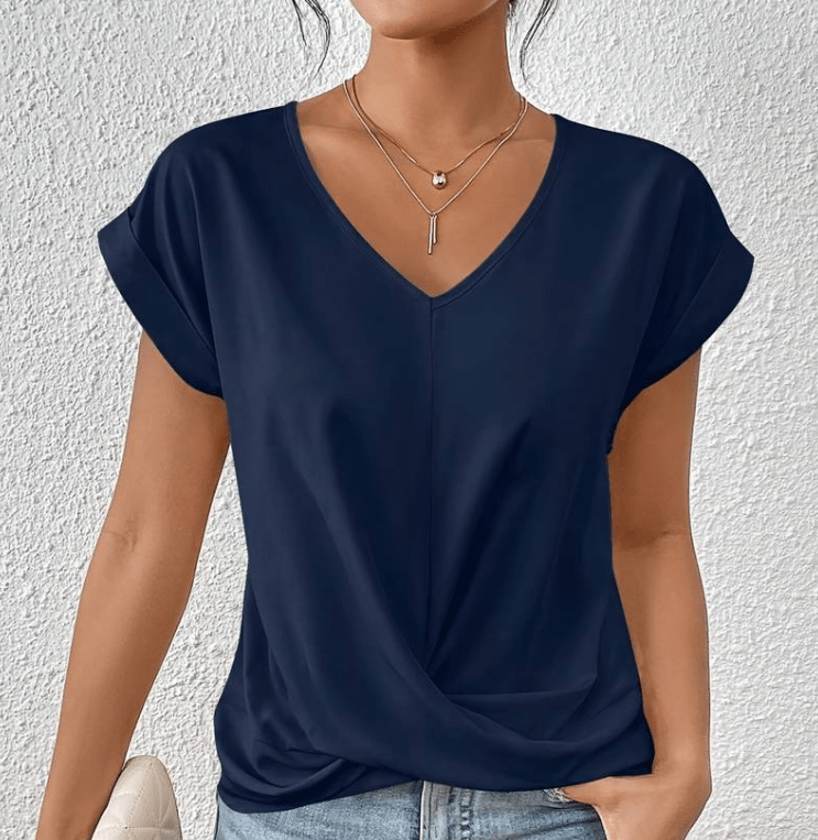 Women's - Tummy Tucking V-Neck Top - Comfortable Style