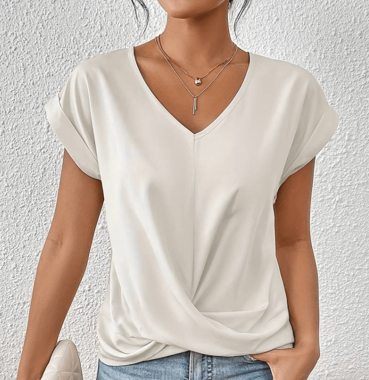 Women's - Tummy Tucking V-Neck Top - Comfortable Style