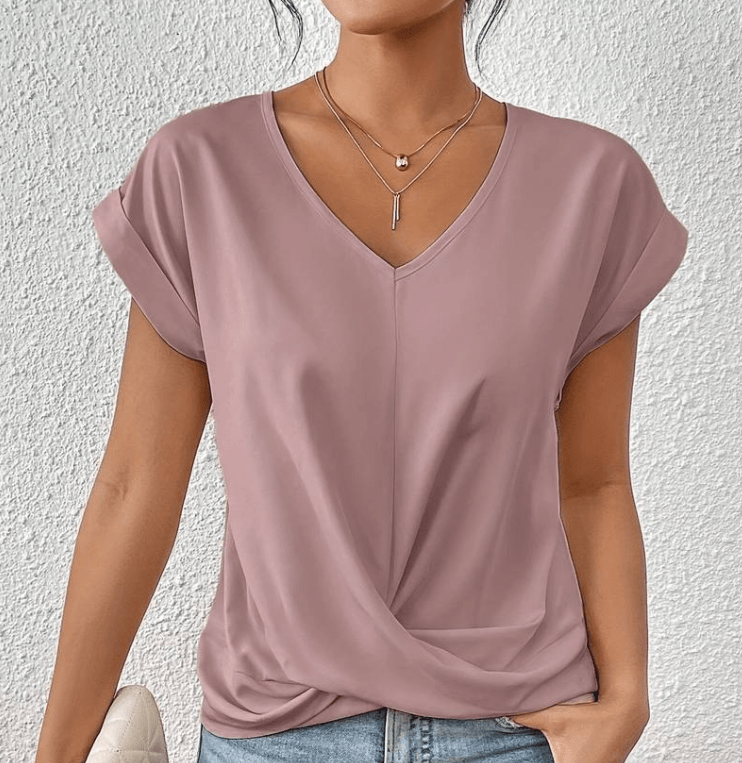 Women's - Tummy Tucking V-Neck Top - Comfortable Style