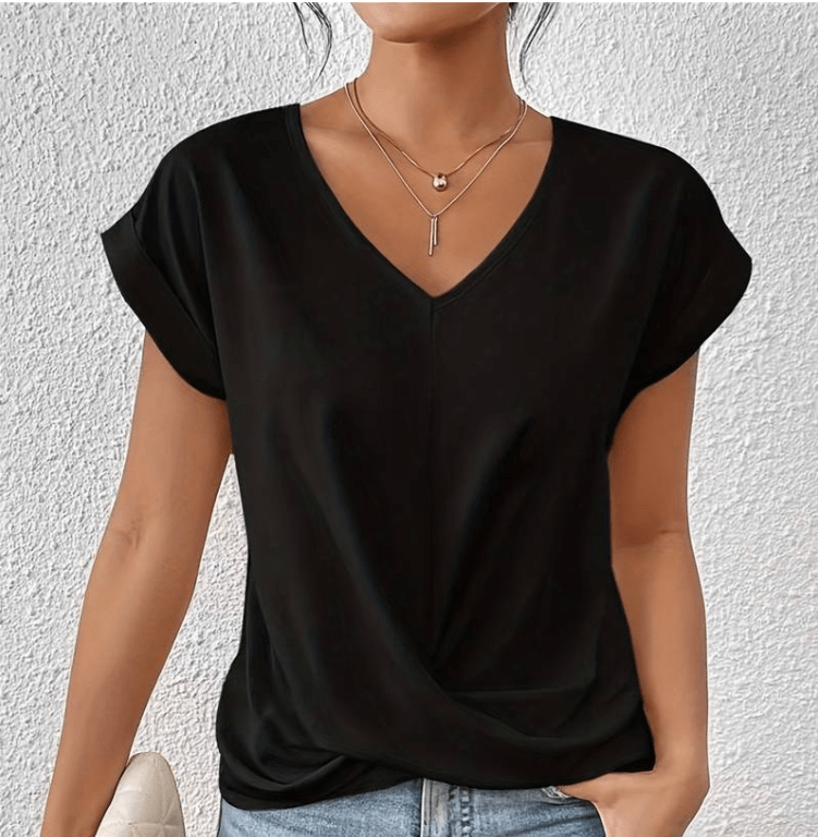 Women's - Tummy Tucking V-Neck Top - Comfortable Style