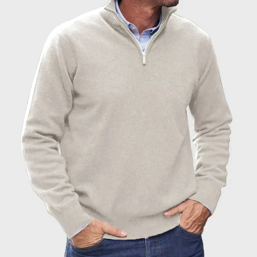 Men - Sweater - Zip-Up - Cashmere Look