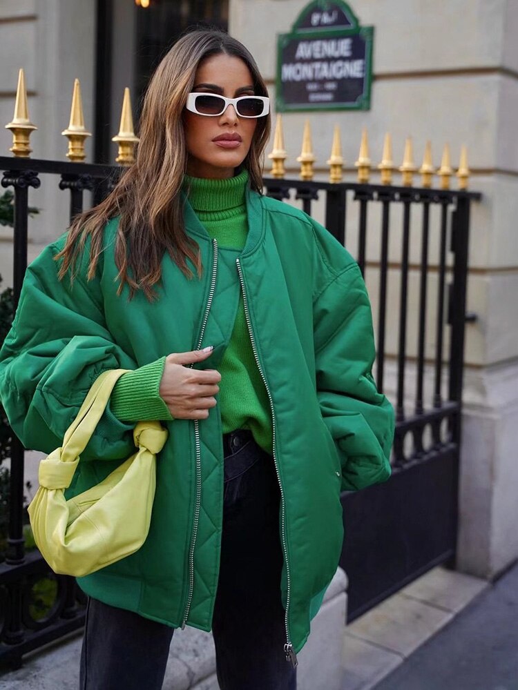 Women's - Bomber Jacket - Oversized - Stylish Transition Outerwear