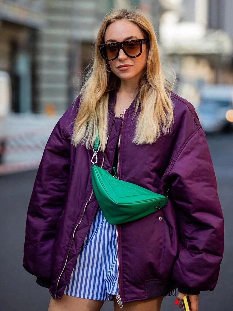 Women's - Bomber Jacket - Oversized - Stylish Transition Outerwear