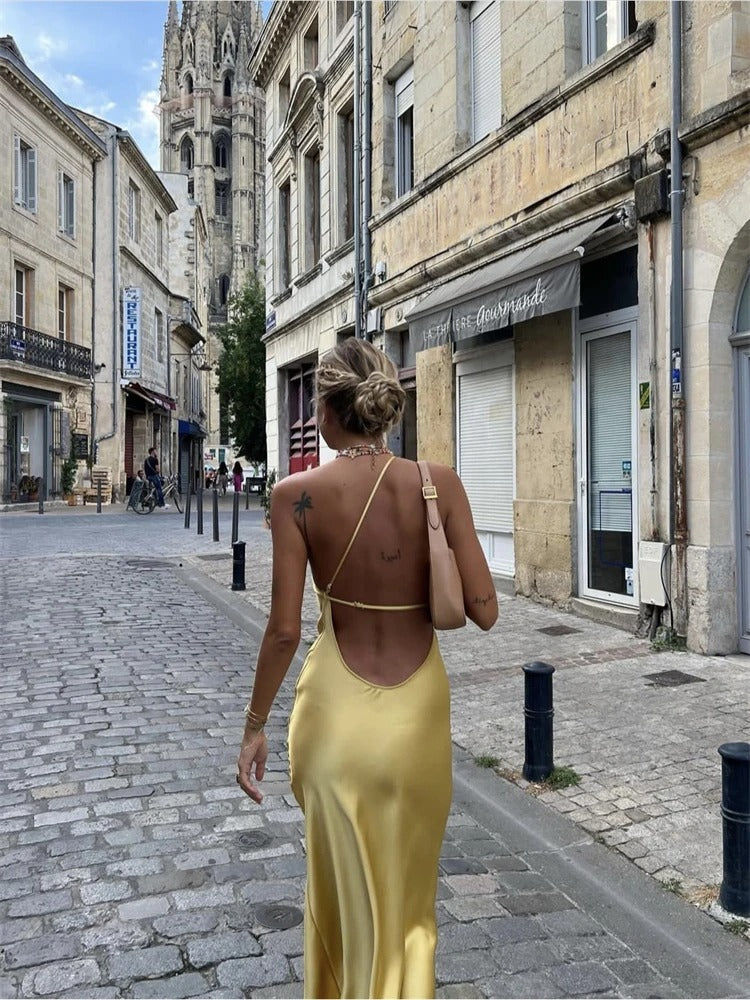 Elegant yellow midi dress