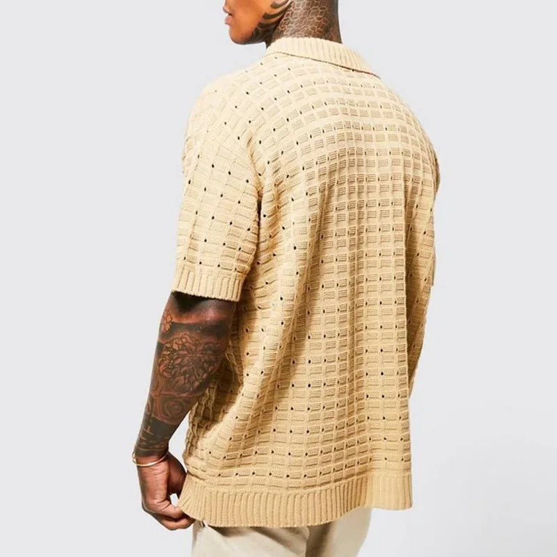 Oversized knitted polo for men