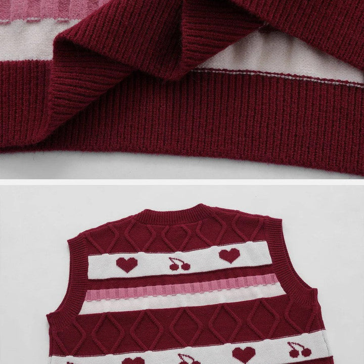 Romantic knitted waistcoat with heart pattern