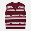 Romantic knitted waistcoat with heart pattern