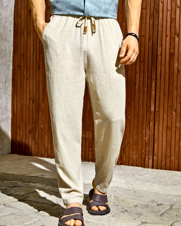 Men's – Classic Linen Trousers – Lightweight Casual Fit – Summer Pants