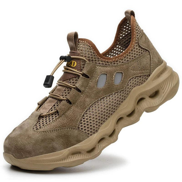 Outdoor trail sneaker with breathable mesh