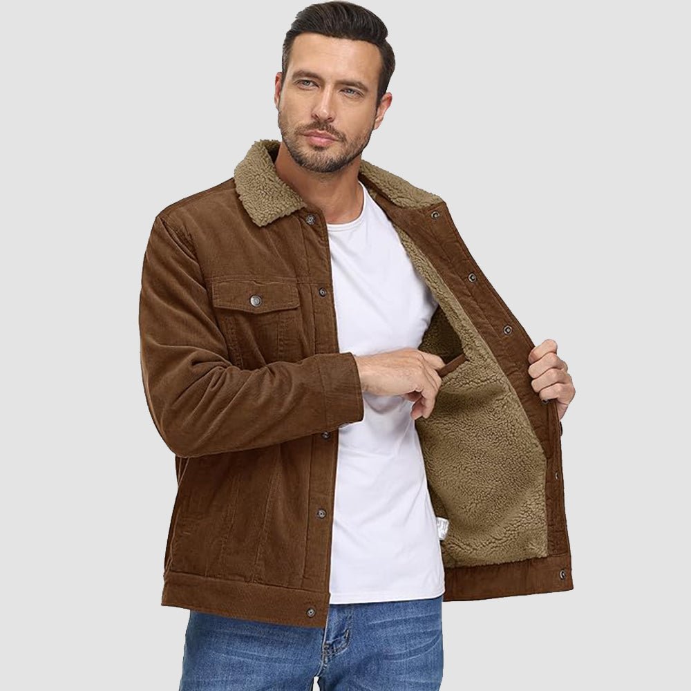 Men's - Corduroy Jacket – Sherpa-Lined, Winter Style – Warm Outerwear