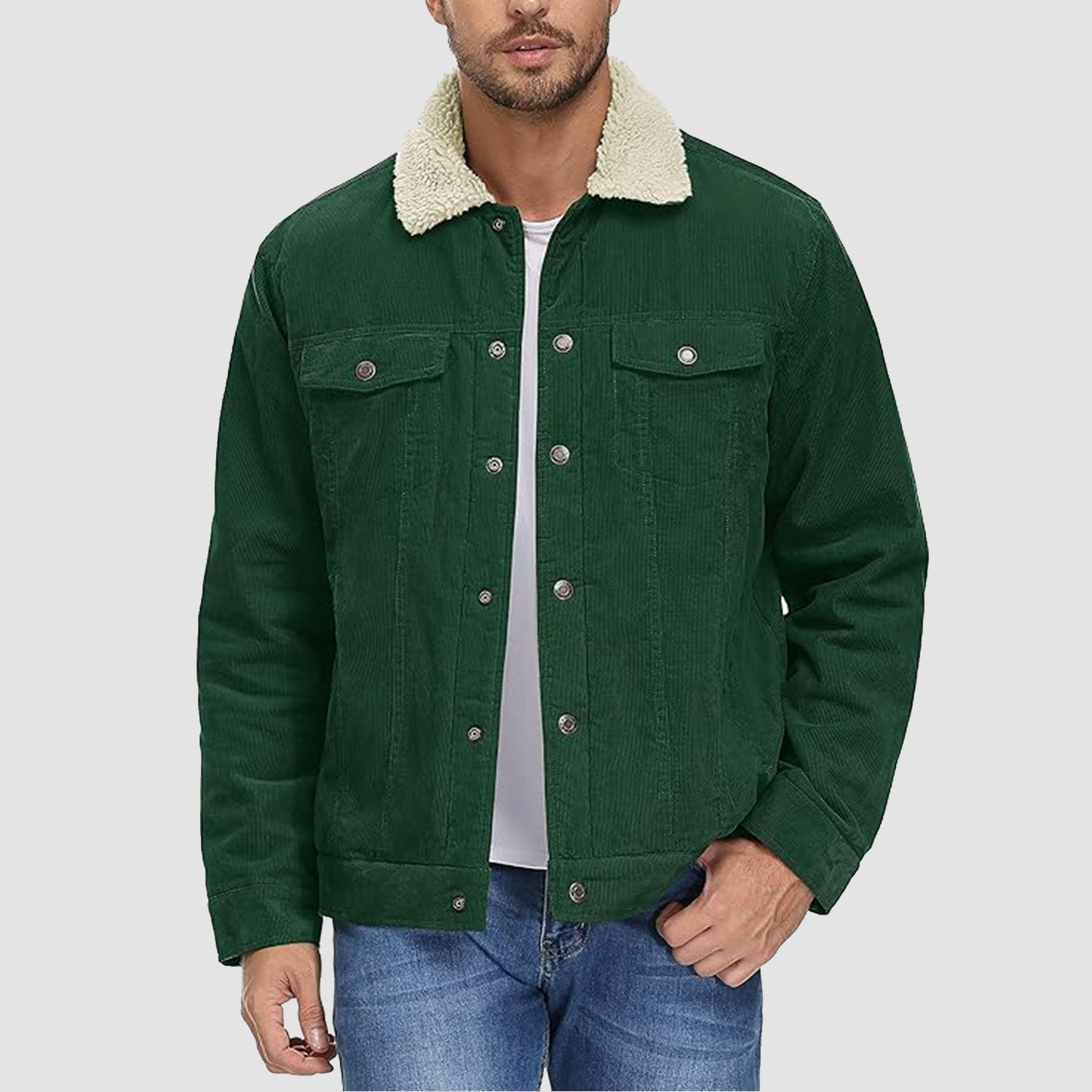 Men's - Corduroy Jacket – Sherpa-Lined, Winter Style – Warm Outerwear