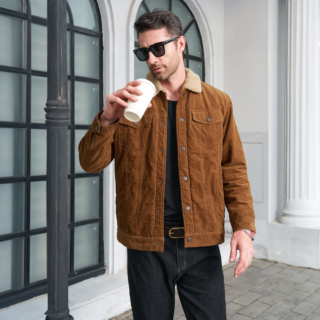 Men's - Corduroy Jacket – Sherpa-Lined, Winter Style – Warm Outerwear