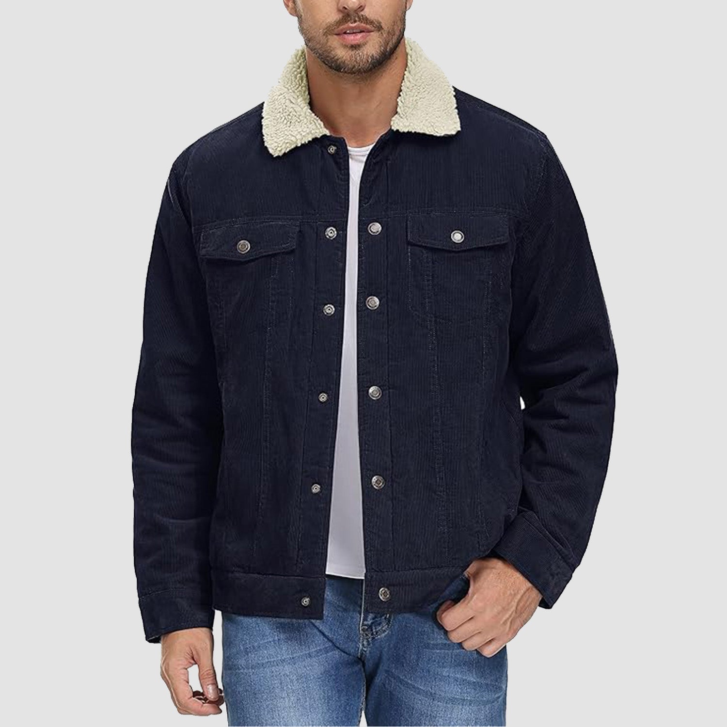 Men's - Corduroy Jacket – Sherpa-Lined, Winter Style – Warm Outerwear