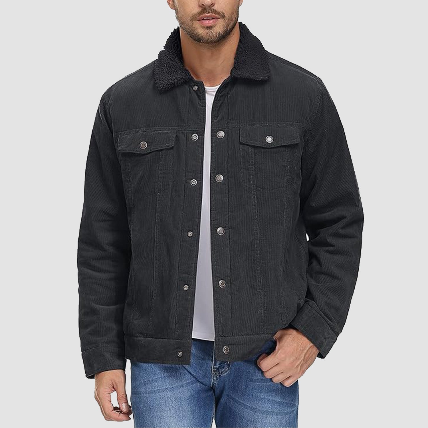 Men's - Corduroy Jacket – Sherpa-Lined, Winter Style – Warm Outerwear