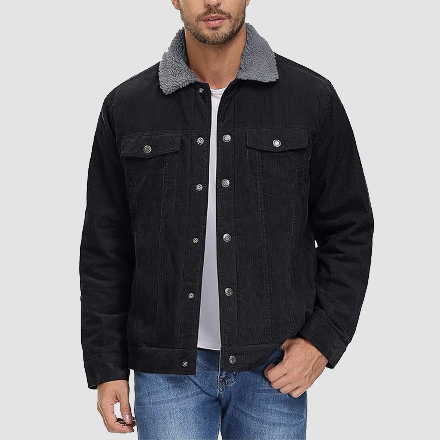 Men's - Corduroy Jacket – Sherpa-Lined, Winter Style – Warm Outerwear