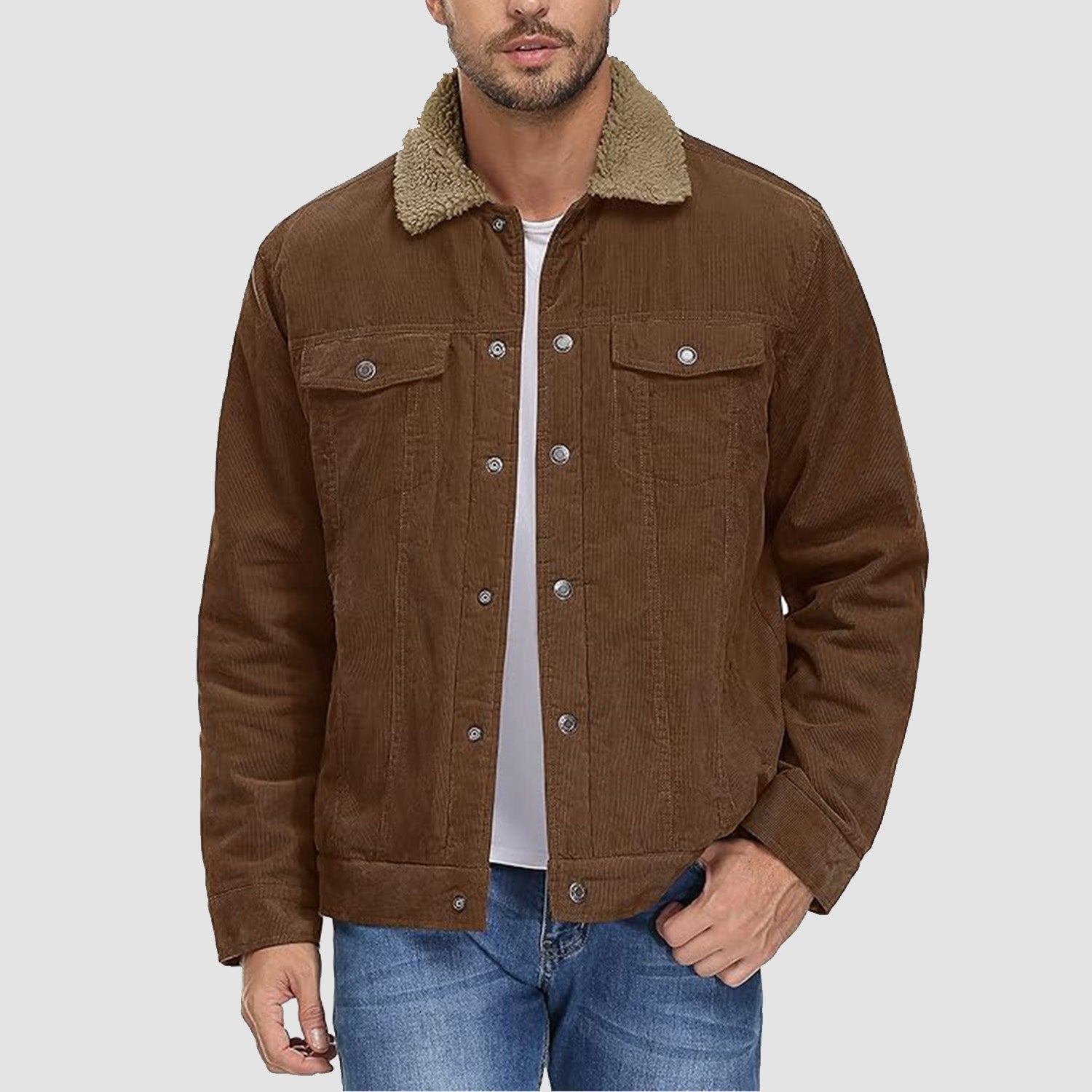 Men's - Corduroy Jacket – Sherpa-Lined, Winter Style – Warm Outerwear
