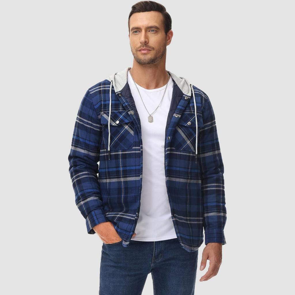 Men's - Quilted Flannel Jacket – Hooded, Warm Design – Casual Outerwear
