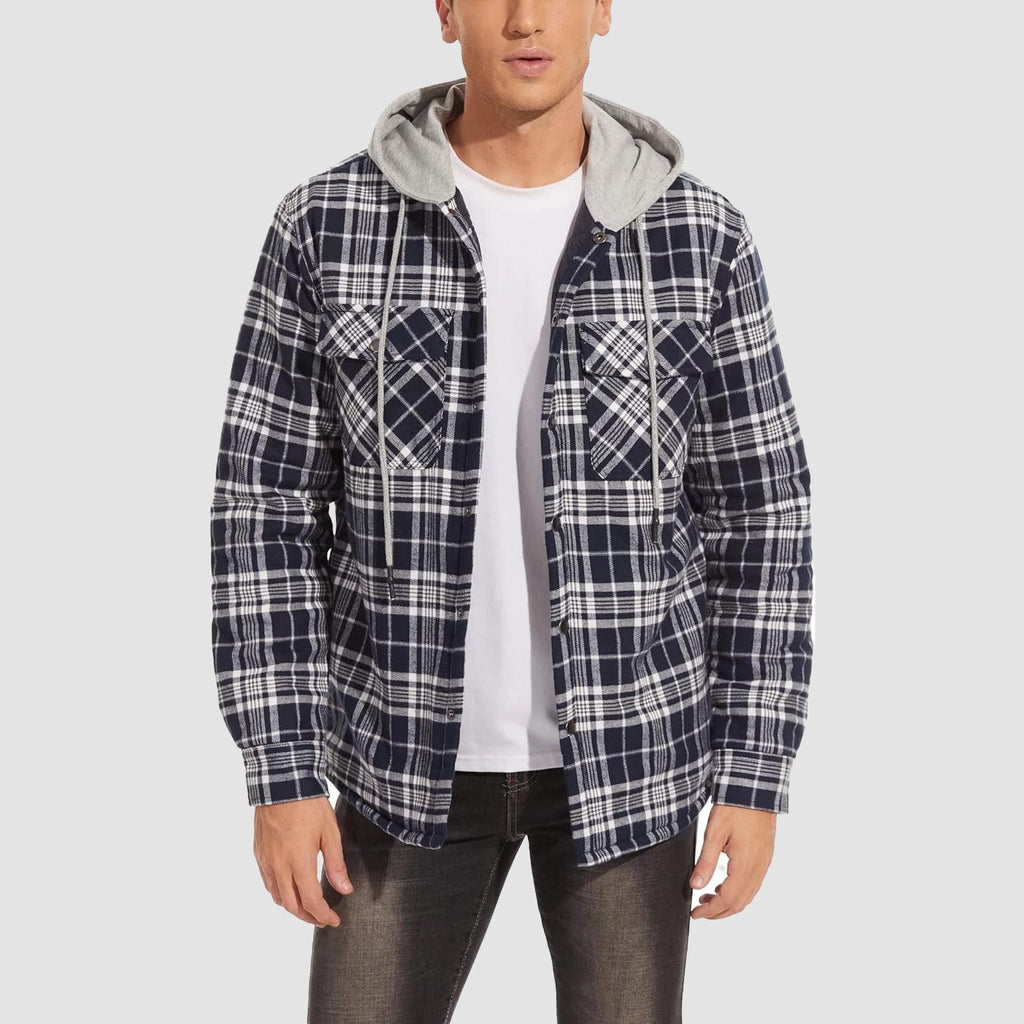 Men's - Quilted Flannel Jacket – Hooded, Warm Design – Casual Outerwear