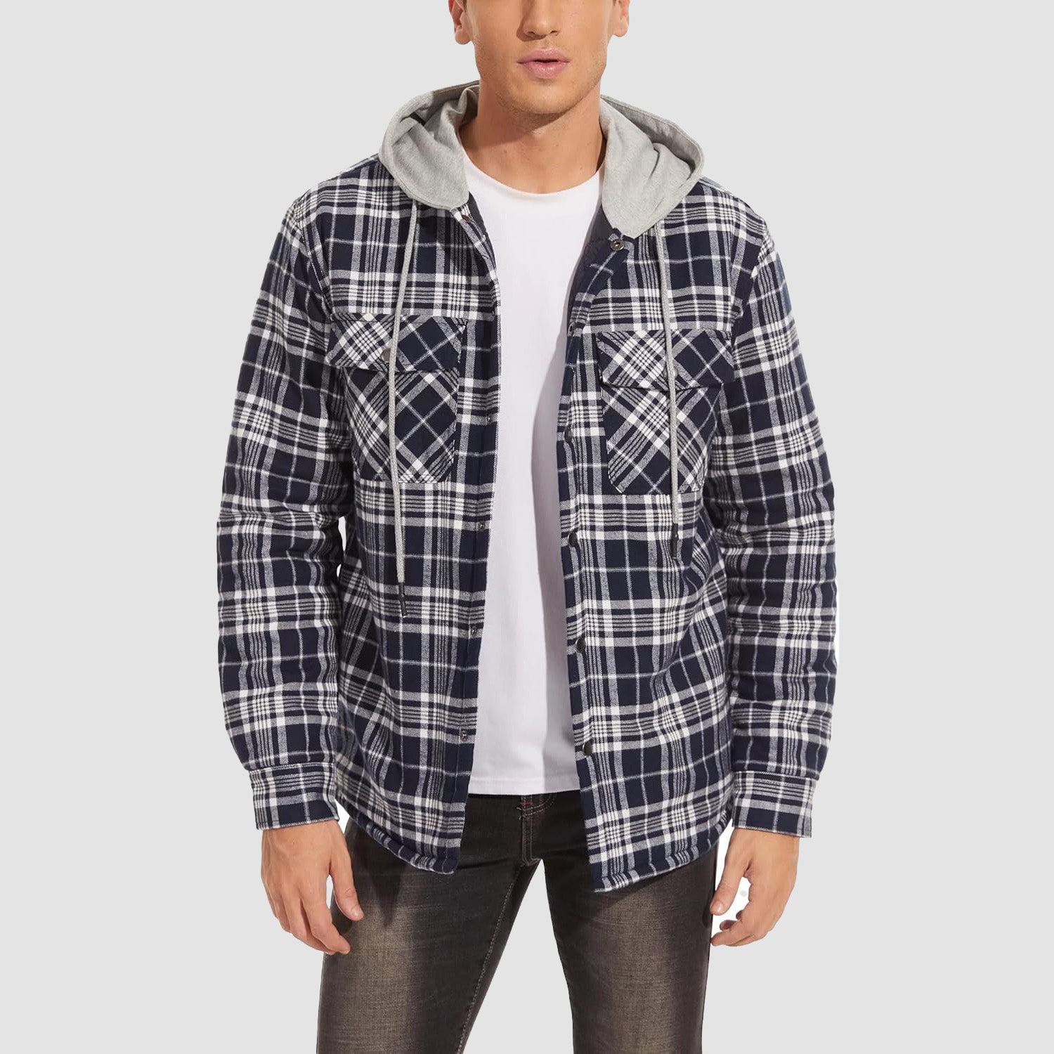 Men's - Quilted Flannel Jacket – Hooded, Warm Design – Casual Outerwear