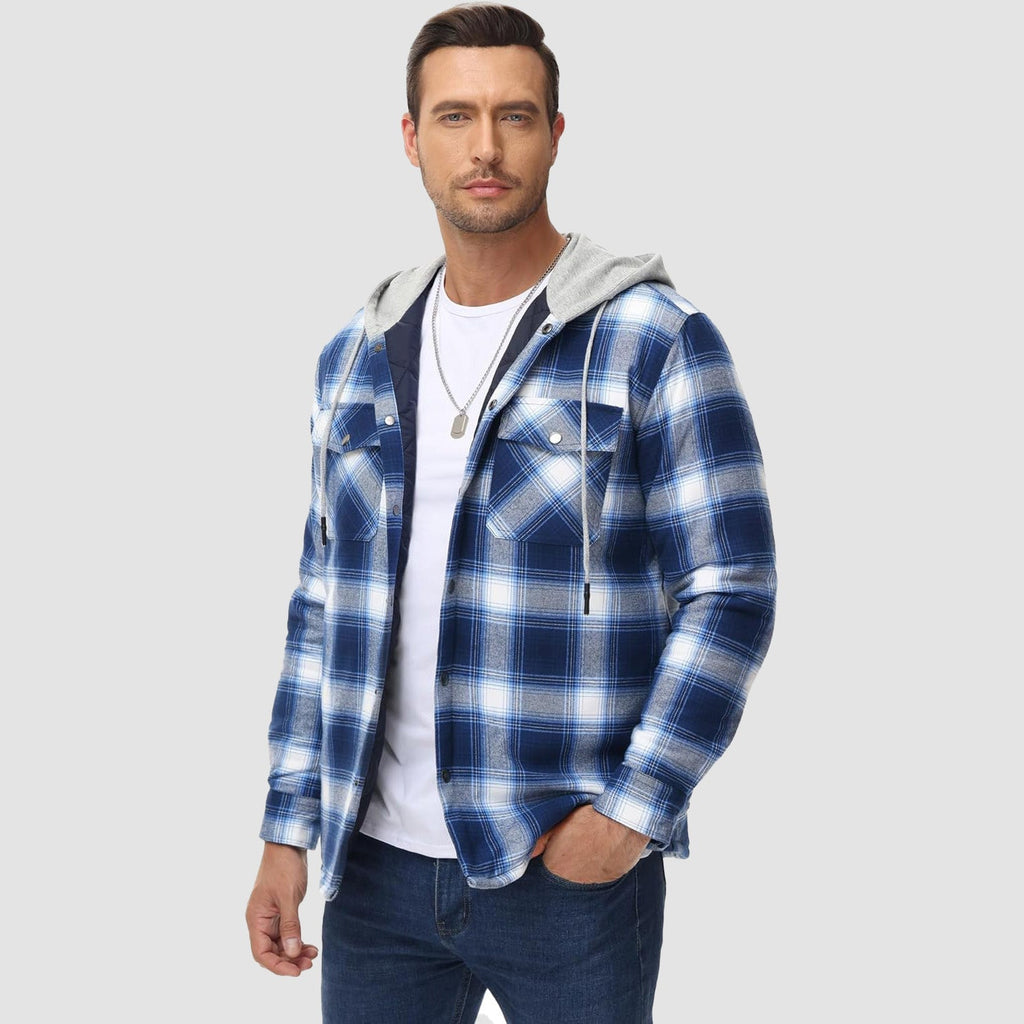 Men's - Quilted Flannel Jacket – Hooded, Warm Design – Casual Outerwear