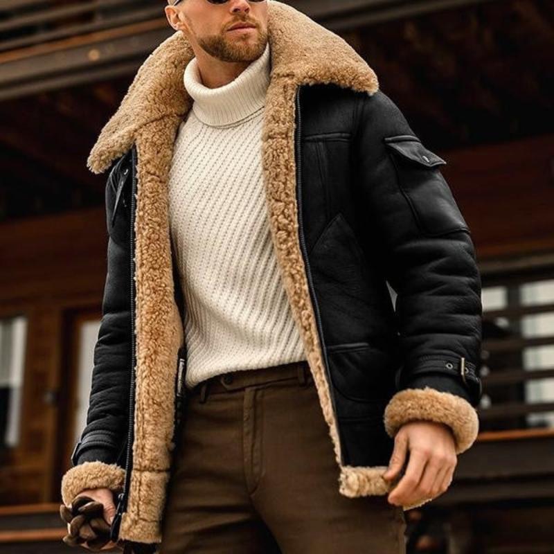 Men's - Thick Jacket - Lambswool - Multi-Pocket - Warm Winter Comfort & Style