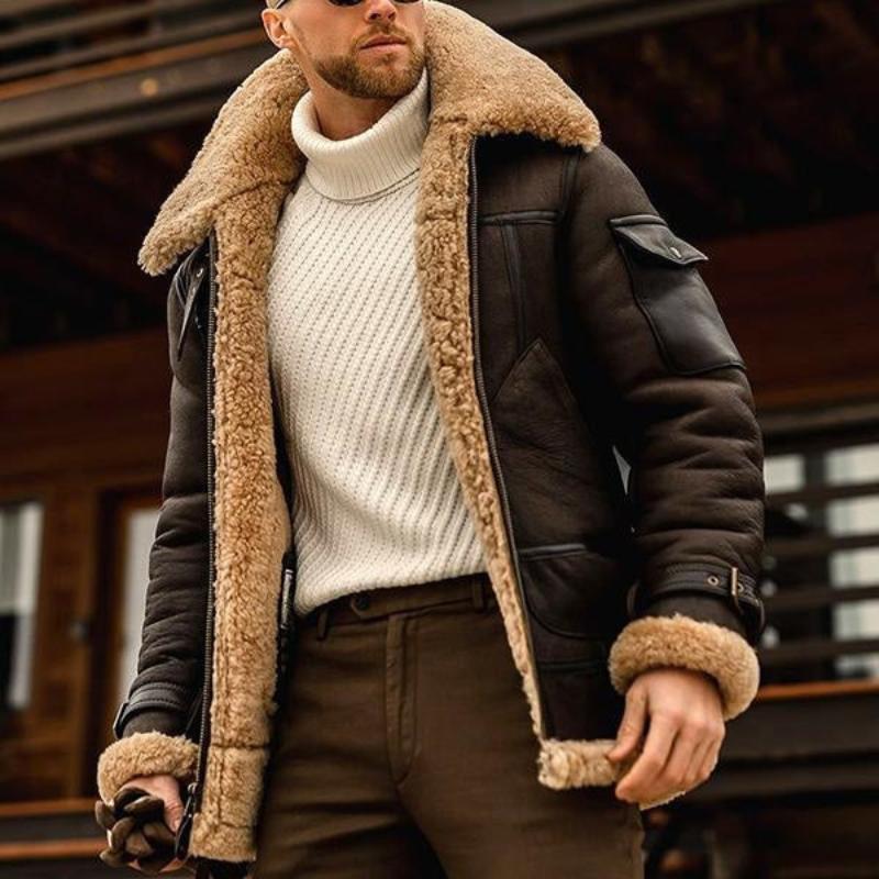 Men's - Thick Jacket - Lambswool - Multi-Pocket - Warm Winter Comfort & Style