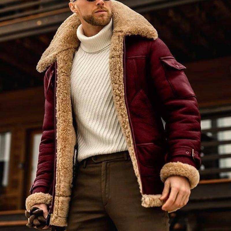Men's - Thick Jacket - Lambswool - Multi-Pocket - Warm Winter Comfort & Style