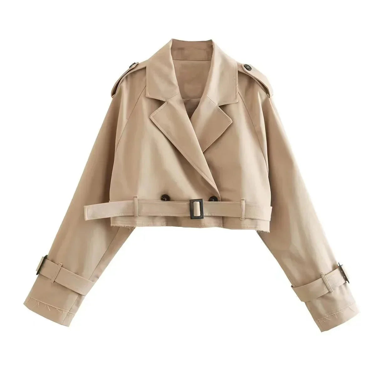 Women's - Short Trench Coat - Lightweight Fabric - Fashionable Design - Stylish for Every Occasion