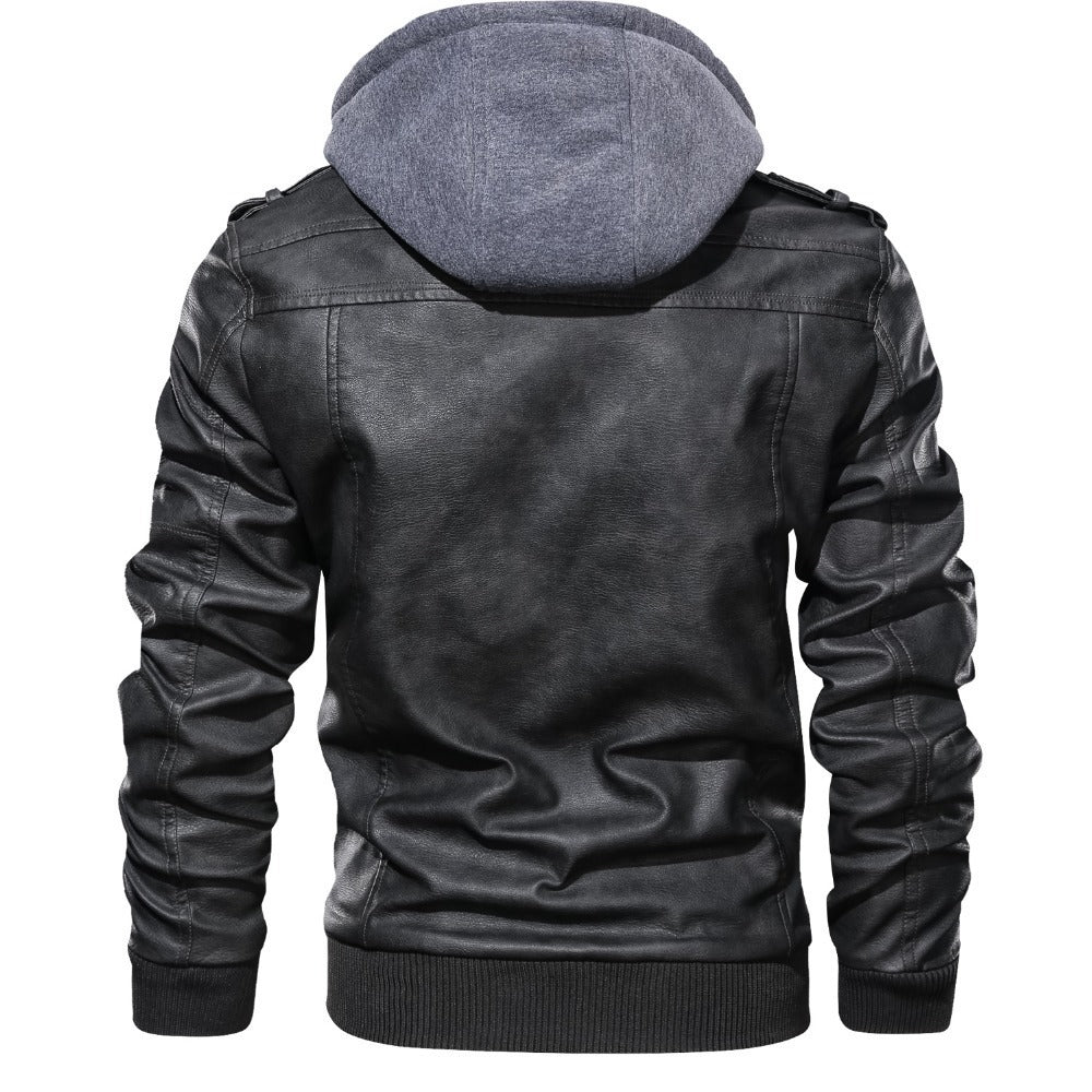 Men's - Biker Jacket - Durable Material - Hooded - Stylish Casual Outerwear