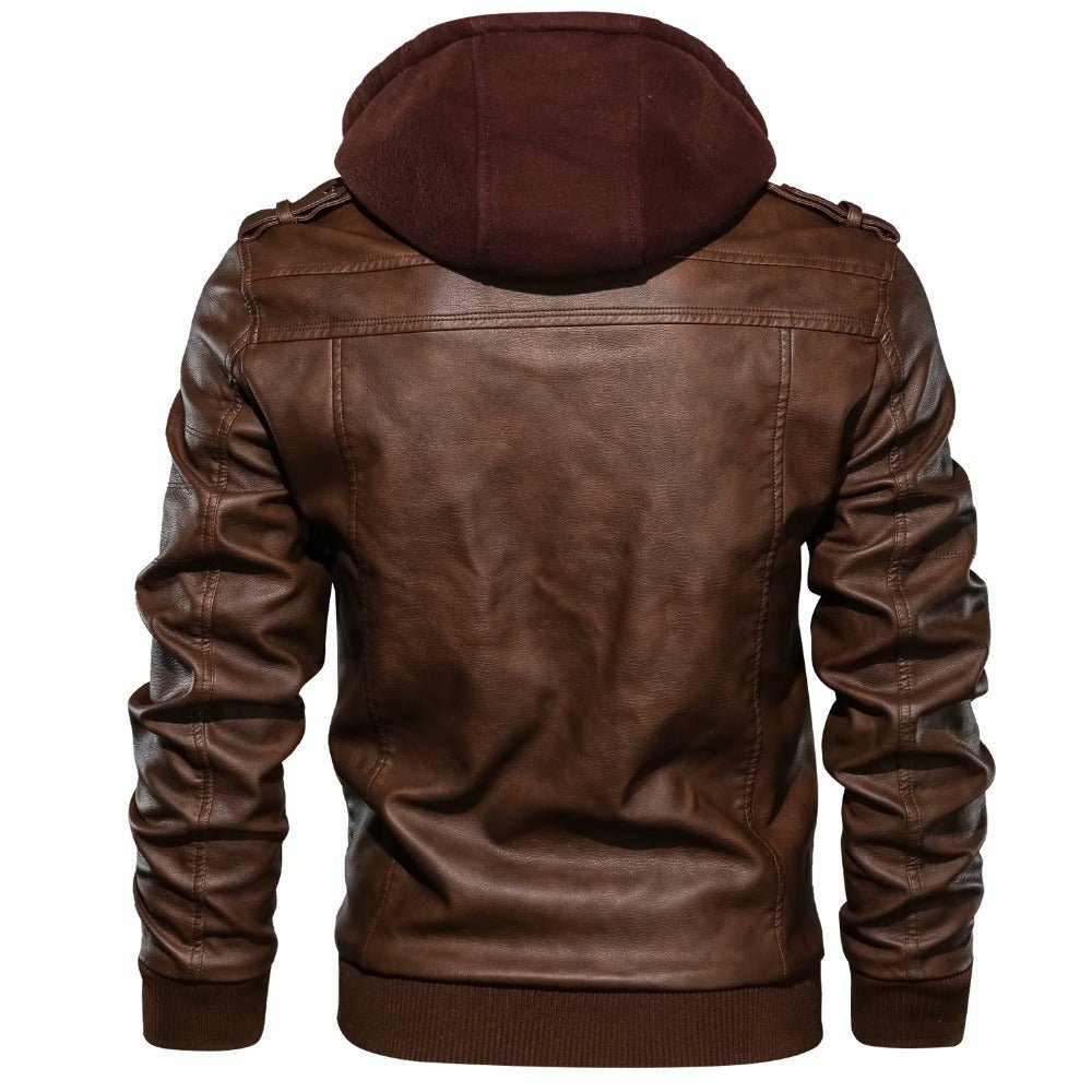 Men's - Biker Jacket - Durable Material - Hooded - Stylish Casual Outerwear