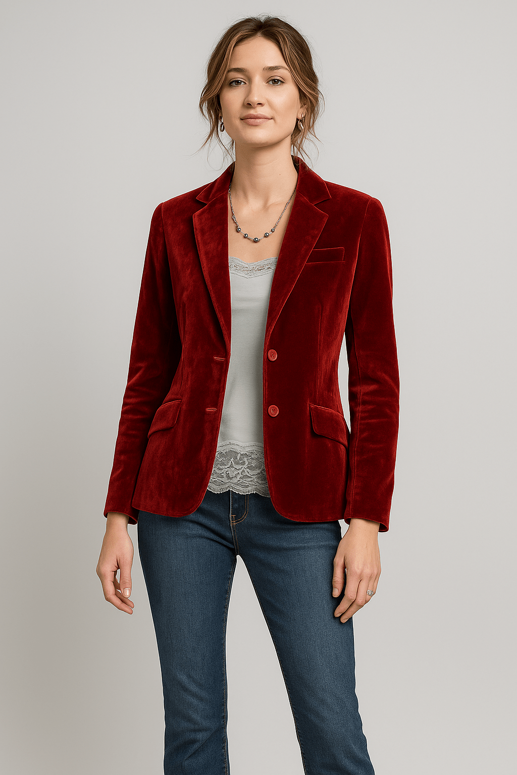 Women's - Elegant Slim Fit Blazer - Velvet - Stylish Jacket for Any Occasion