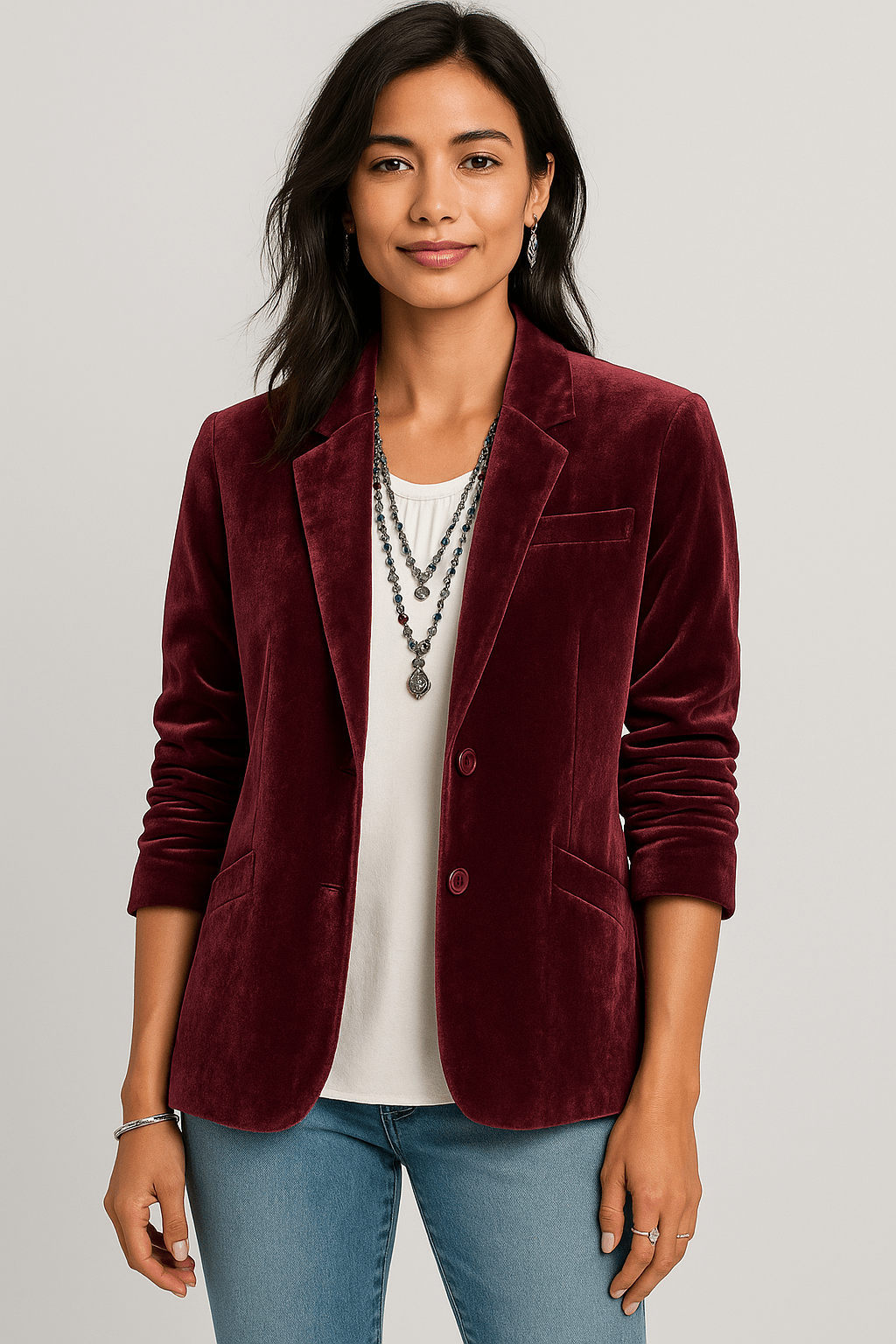 Women's - Elegant Slim Fit Blazer - Velvet - Stylish Jacket for Any Occasion
