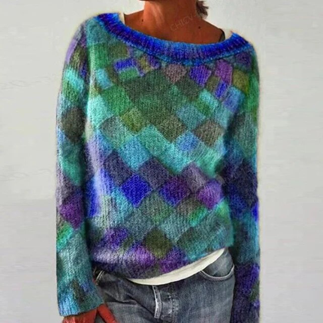 Women's - Colorful O-neck Long-Sleeve Shirt - Stylish & Comfortable - Perfect for Every Occasion