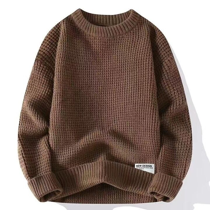 Men's - Classic Crew Neck Knitted Jumper - Ribbed Hem