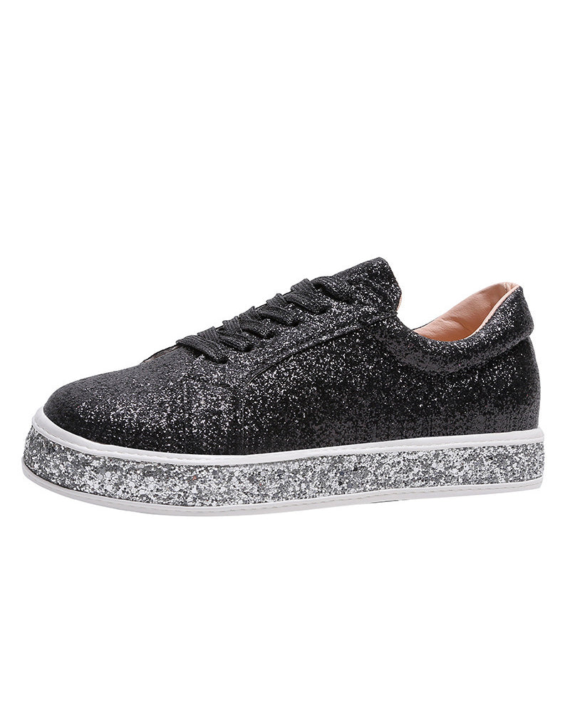 Platform trainers with glitter in large sizes for women