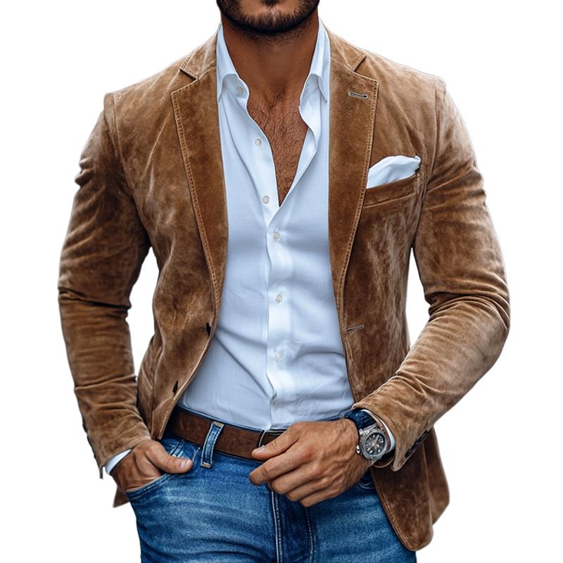 Men - Blazer - Suede Look - Notch Lapel Fit