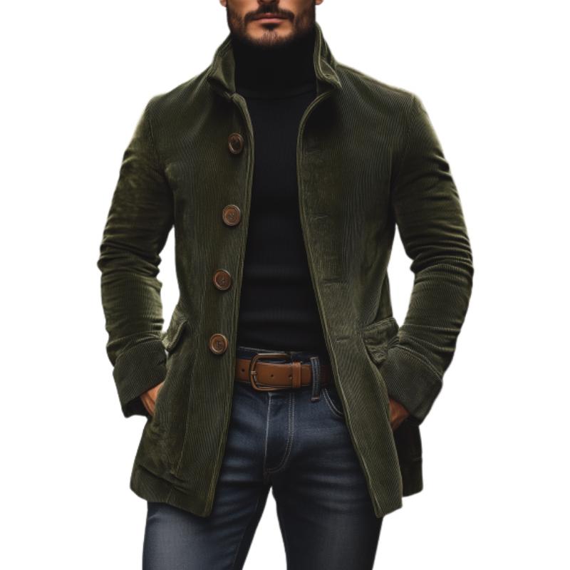 Men's - Vintage Short Coat - Corduroy - Stand Collar Slim Fit