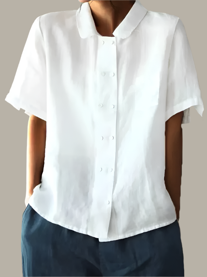 Women's - Lightweight Minimalist Blouse - Soft Fabric - Effortless Everyday Style for Women