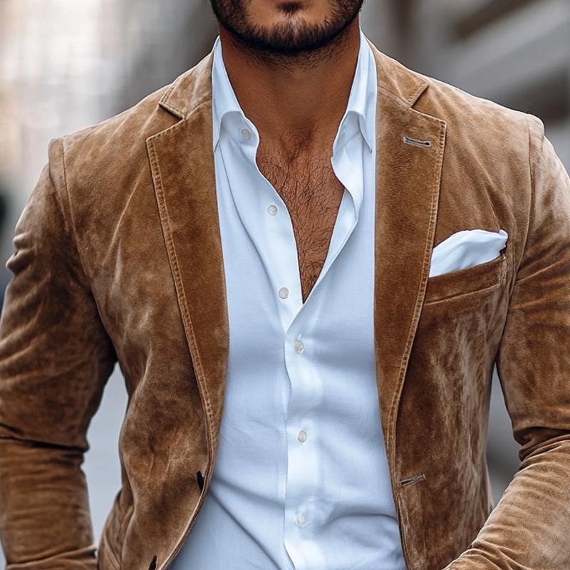 Men - Blazer - Suede Look - Notch Lapel Fit
