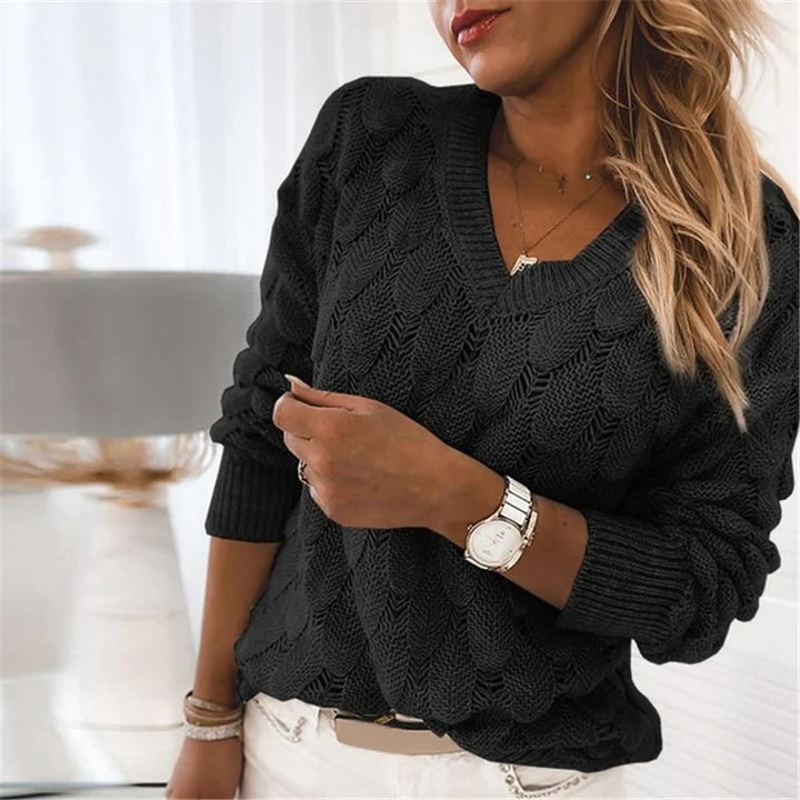 Knitted jumper with V-neck